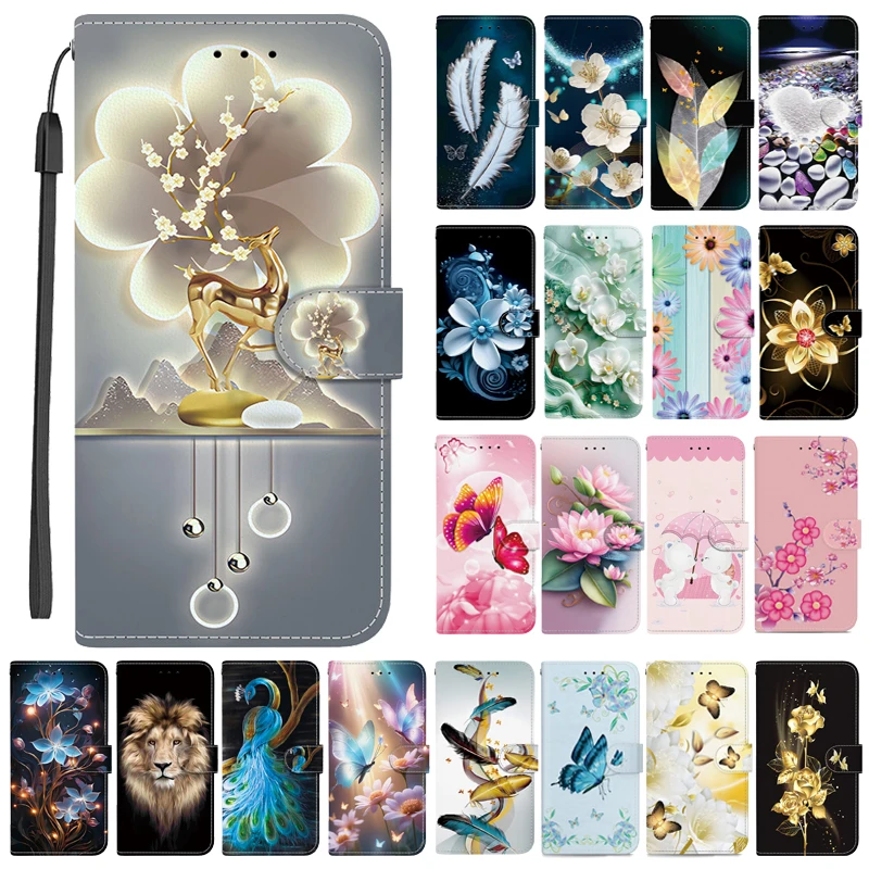 Leather Flip Wallet Case with Magnetic Stand and Cute 3D Design