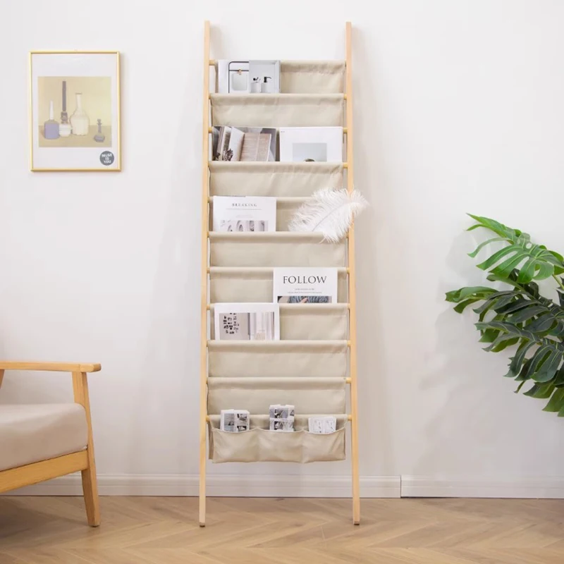 Trendy Magazine Rack Floor Standing Wall-Mounted Book Display Ins Style Wooden Newspaper Organizer Furniture Estanter&iacute;as FYMR