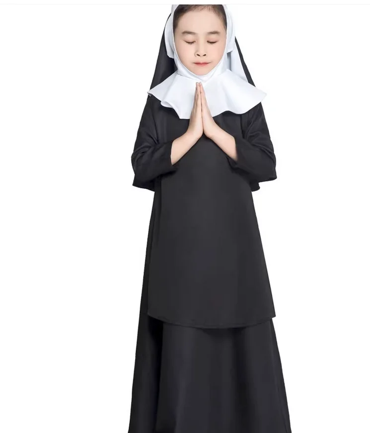 

Cosplay Halloween Children's Day Stage Performance Black Nun Robe Costume