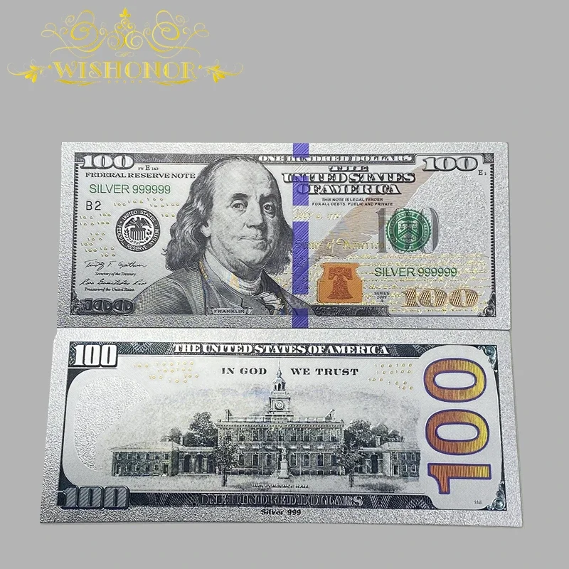 Lot De 8 Billets Dollar En Feuille D'or - Reproduction 1$, 2$, 5$, 10$, 20$, 50$, 100$, Nouveau 100$ - Pour Collection, Décoration