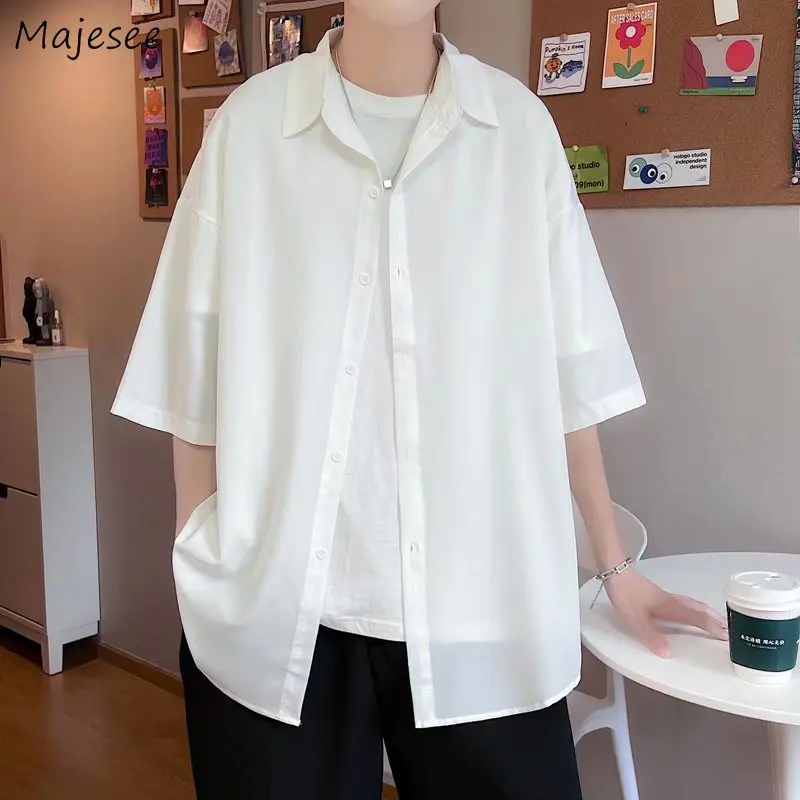 

Shirts Men Ins Handsome Dynamic Personality All-match Cozy Summer Half Sleeve Casual Streetwear Stylish Teens Students