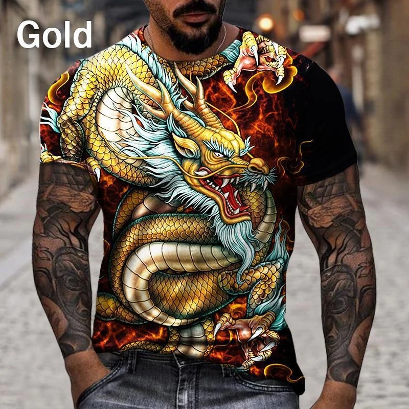 

New Dragon 3d Printing Men's Women's T-shirt Street Hip-hop Funny Fashion Cool T-shirt Kids Short Sleeve Top