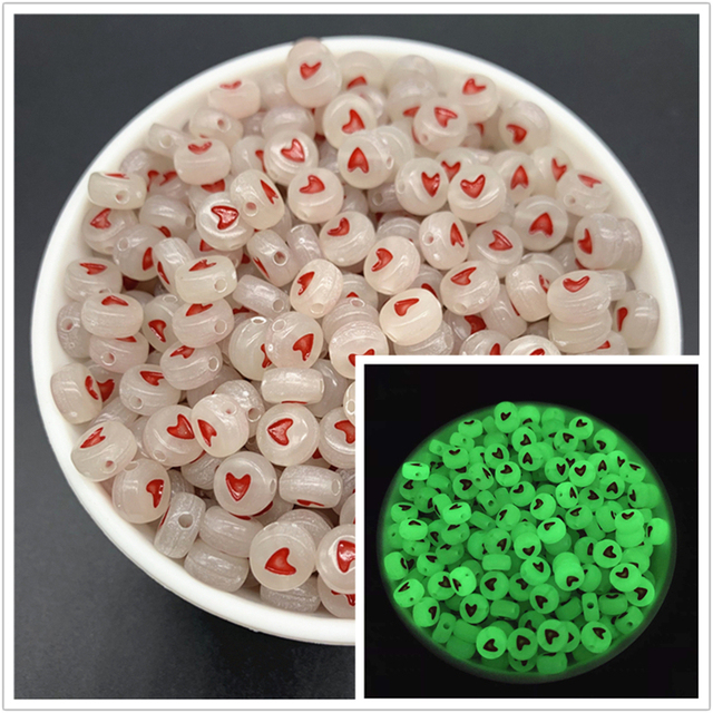 7mm Luminous Letter Beads Alphabet Acrylic Spaced Beads For Jewelry Making DIY Charms Bracelet Necklac