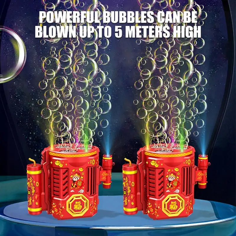 Firework Bubble Blower Party Atmosphere Bubble Maker Flashlight Design Electric Fire Work Bubble Machine 36 Hole Bubble Blower 2