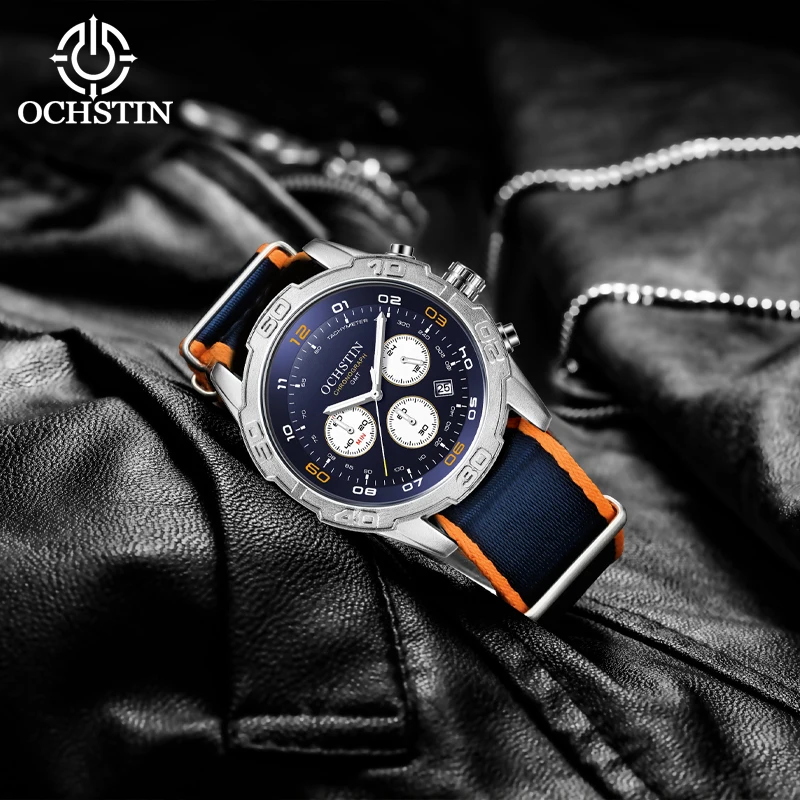 OCHSTIN creative nylon series multifunctional quartz movement hot models 2024 trend men's quartz watch wristwatch