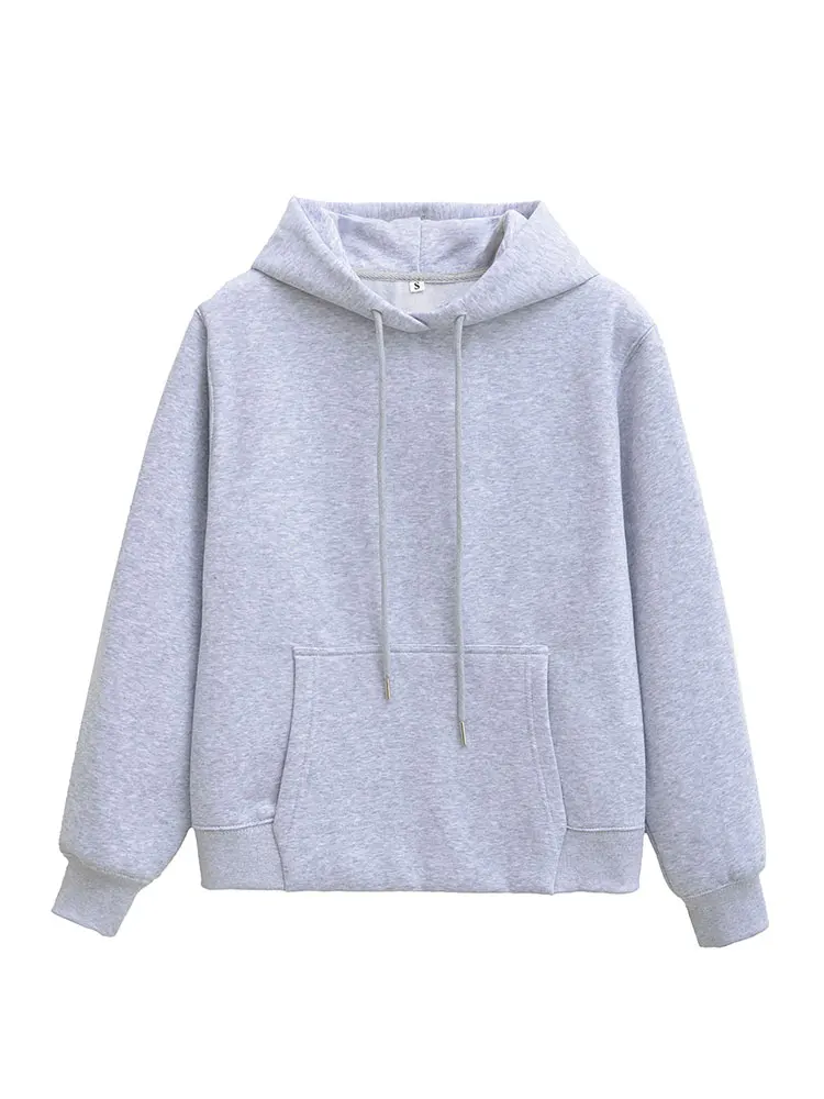 HH Autumn Women Casual Solid Hoodies Sweatshirts Coat With Pockets Long Sleeve Hooded Pullover Tops Office Lady Chic Outwear