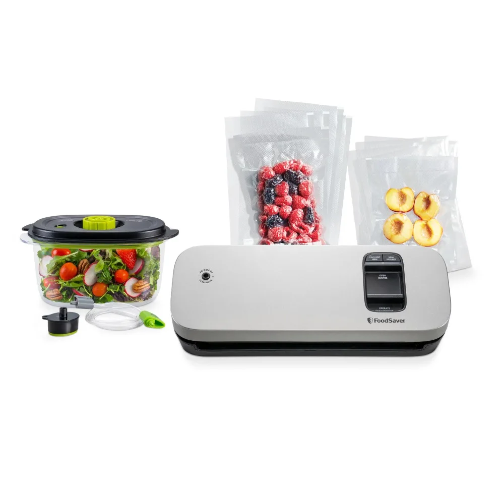 FoodSaver Vacuum Sealer Special Value Pack, Compact Machine with Bags，Small But Powerful, Thoughtfully Designed To Reduce Waste