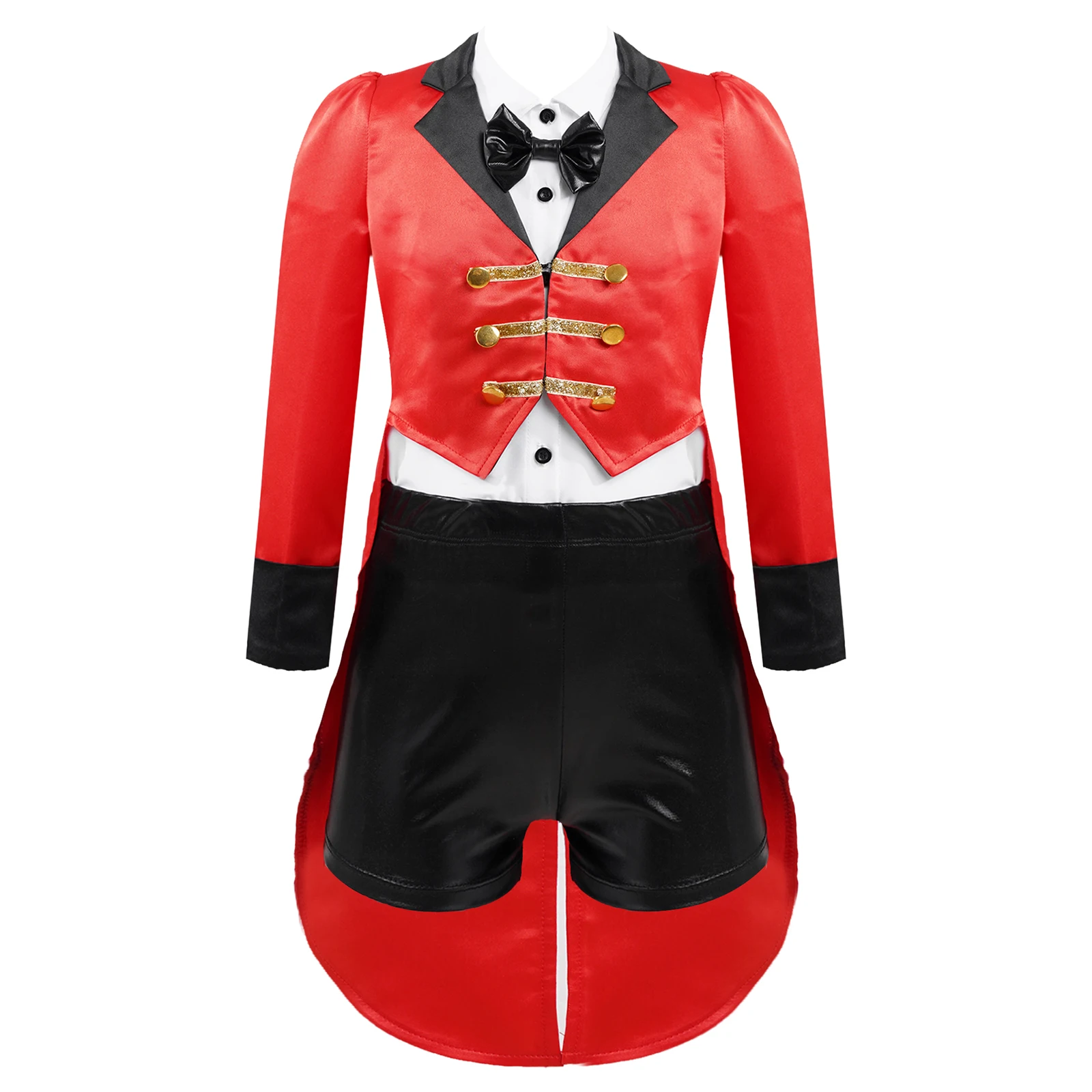 

4-16Y Kids Girls Circus Cosplay Costumes Long Sleeves Bodysuit Leotard Tassel Bodysuit Tailcoat Carnival Party Ringmaster Outfit