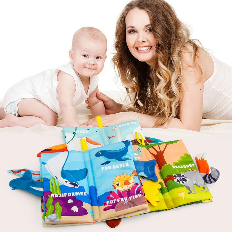 Baby Books Toys, Baby Books 0-6 Months, 3PCS Touch and Feel Cloth Crinkle Soft Books, Toys for 0-3-6-12-18 Months Infant Newborn 2