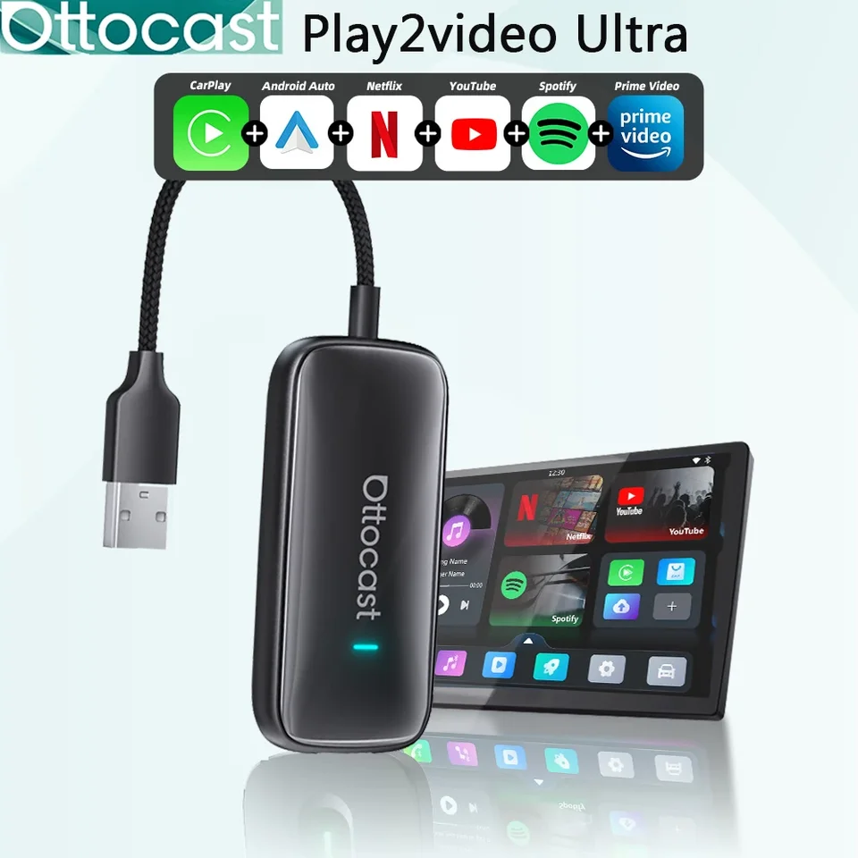 OTTOCAST Play2Video Ultra Wireless CarPlay Android Auto Adapter