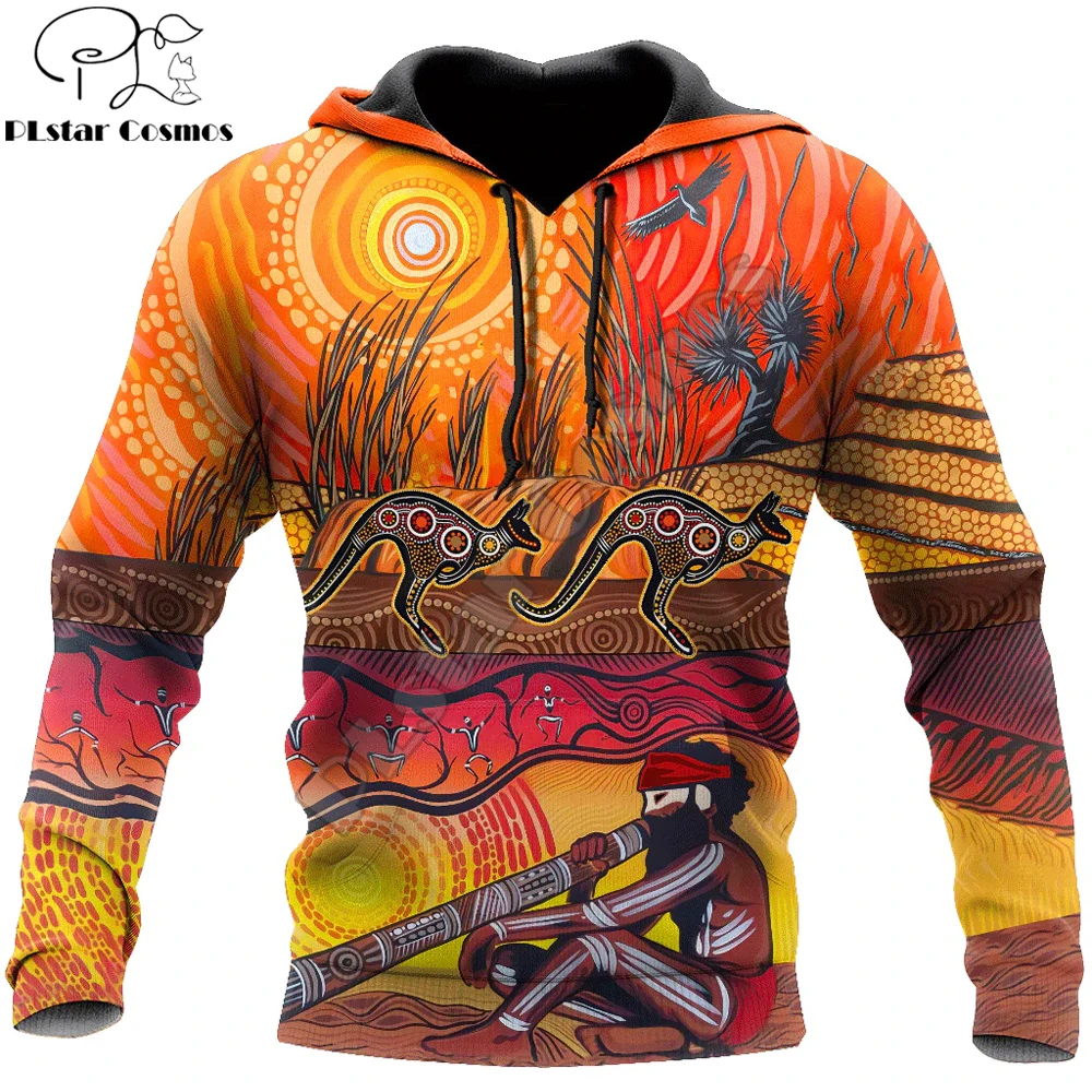 Aboriginal Didgeridoo Kangaroo 3D All Over Printed Mens Zip Felpe Autunno Unisex Pullover Giacca Casual Tute Tdd35