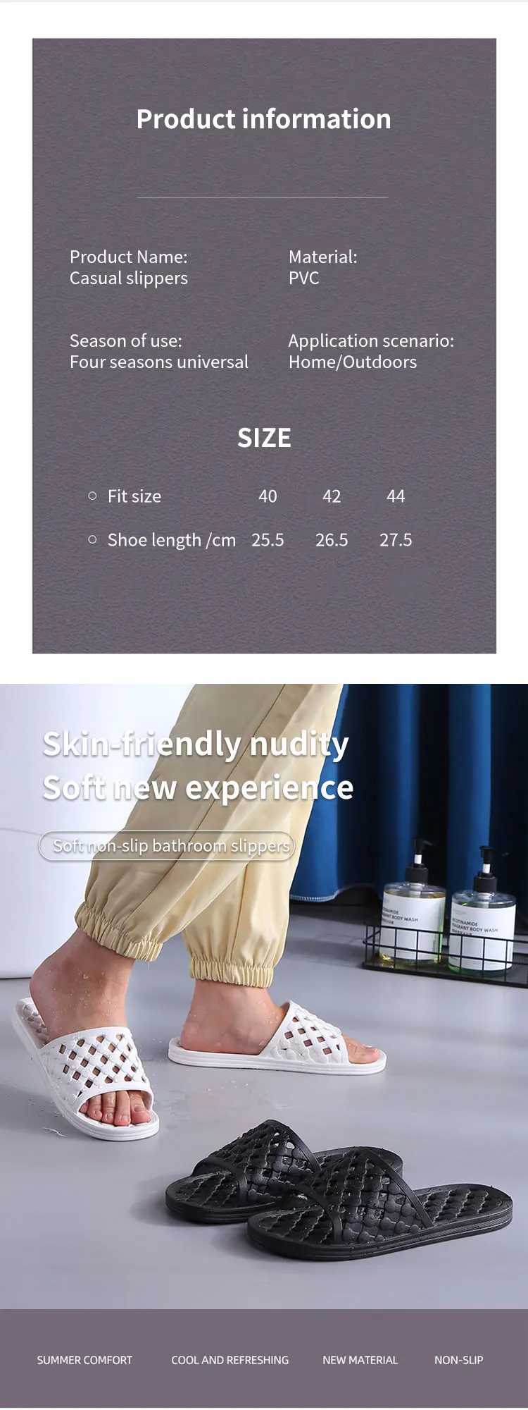 Men's Bathroom Non-slip Flip Flops Bath Slippers Indoor Home Summer Soft Comfortable Couple Family Flat Shoes Hotel Sandals