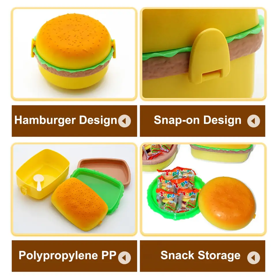 Bento Box Cartoon Per Bambini - Cute Burger Design Microonde Sicuro - Foto 2