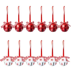 12pcs Christmas Snowflake Jingle Bell Metal Decorative Pendant for Christmas Tree Ornament Home Party Decoration Supplies