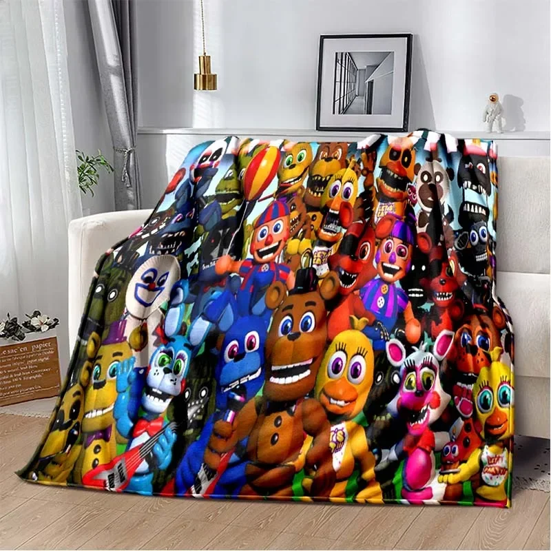 

Anime horror F-Five Nights at Freddys-s flannel plush sofa blanket, adult and children's holiday gift portable blanket