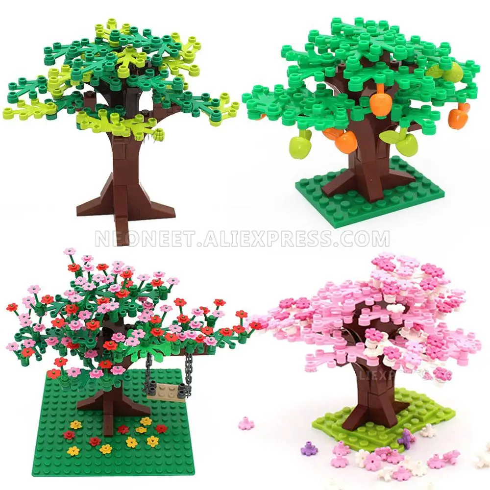 

Pot Plants Blocks Bricks City Mini Sakura Succulents Cherry Blossom House Tree Model Building Blocks Toys for Children Petal