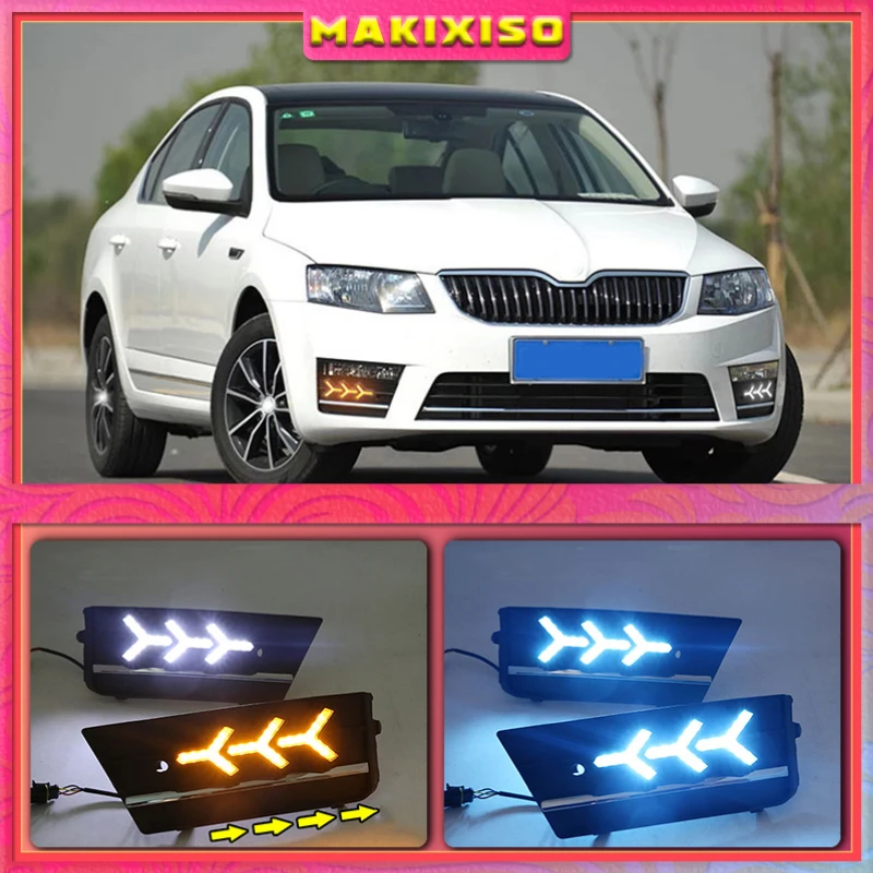 

2Pcs LED DRL Daytime driving Running Lights Daylight cover hole free shipping for Skoda Octavia RS A7 2016 2017