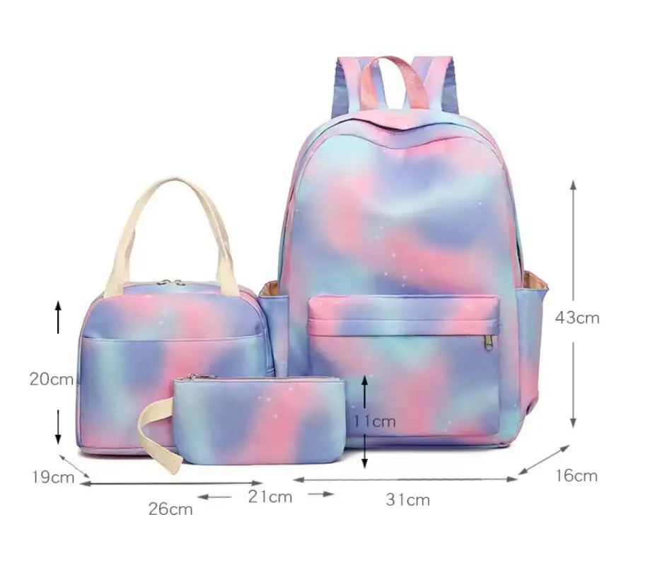 3Pcs/set Lilo Stitch Student Boy Girl Schoolbag Colorful Backpack with Lunch Bag Children Teenager Cartoon School Bookbag children backpack,children bag,students backpack