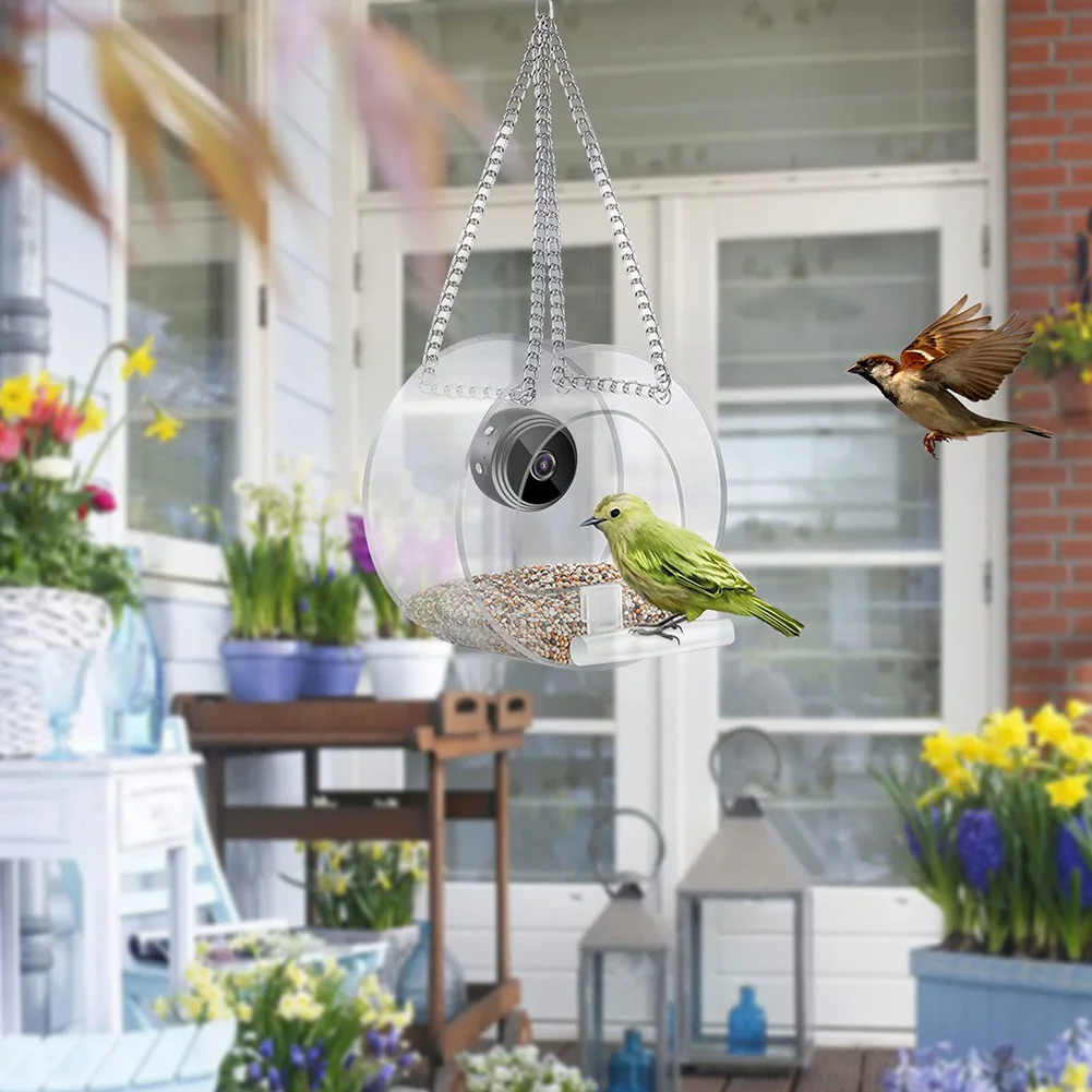 Yard, Garden Bird House Multifunctional Bird Feeder With Camera Wifi Transparent Visible Birdcage 1080HD Night Version Camera