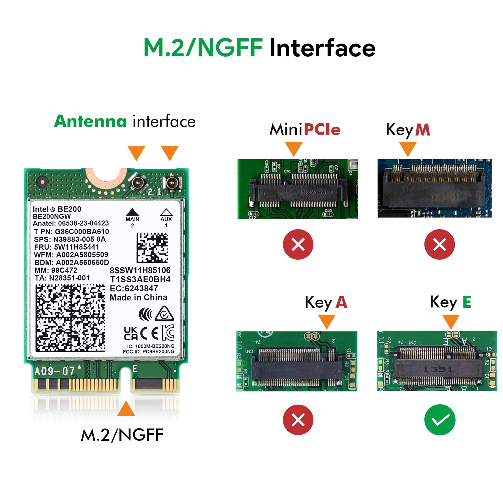 Edup-placa de Rede sem Fio Adaptador Wi-fi Intel Be200 Bluetooth 5.4 Tri Band 2.4g 5g 6ghz Be200ngw M.2 Ngff 8774mbps - Imagem 6