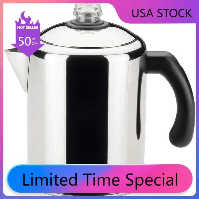 Home Farberware 50124 Classic Yosemite Stainless Steel Coffee Percolator - 8  Cup, Silver Percolators USA shipping - AliExpress