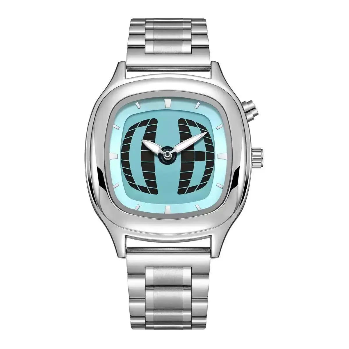 Enhanced Product Title:  
Men's Dynamic Design Red Quartz Watch with Dual Display and Steel Band