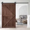 48x84" Sliding Barn Door Panel with 8ft Hardware Kit and Handles Coffee  Easy DIY Assembly Perfect for Warehouses  Bedrooms 1