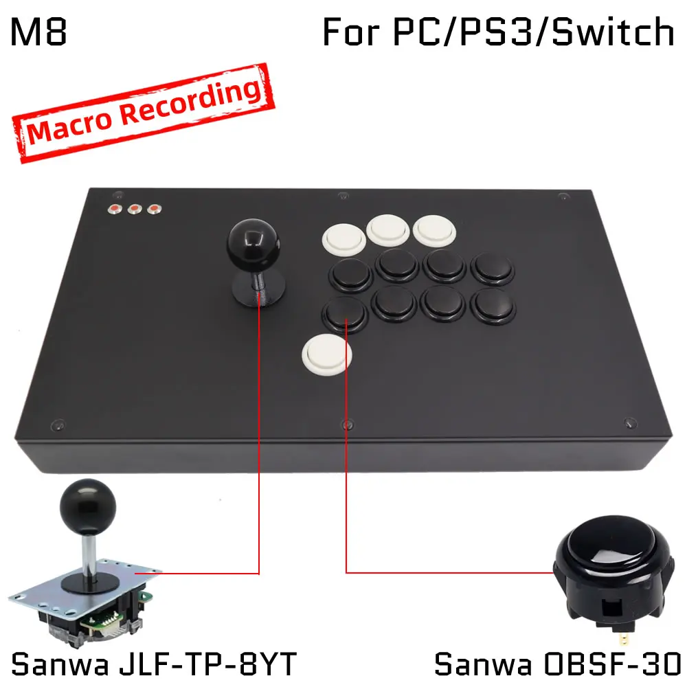 Fightbox M8 Arcade Fight Stick Sanwa Joystick Butoons Fighting Game Controller Hitbox Cross |