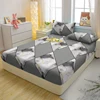1 Simple Modern Geometry Printed Matte Fitted Sheet, Bedroom Printed Bed Cover, Bedding (Excluding Pillowcases) 2