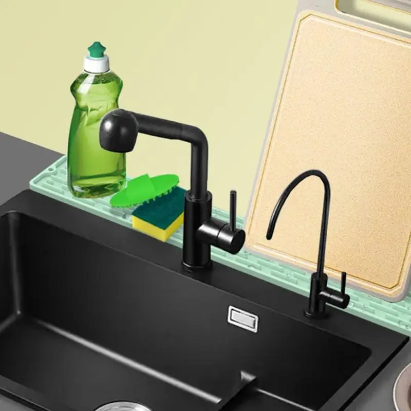 55cm Silicone Tableware Cushion Anti Slip Sink Mat Faucet Absorbent Mat Sponge Cup Dish Drying Tray Kitchen Specialty Gadget