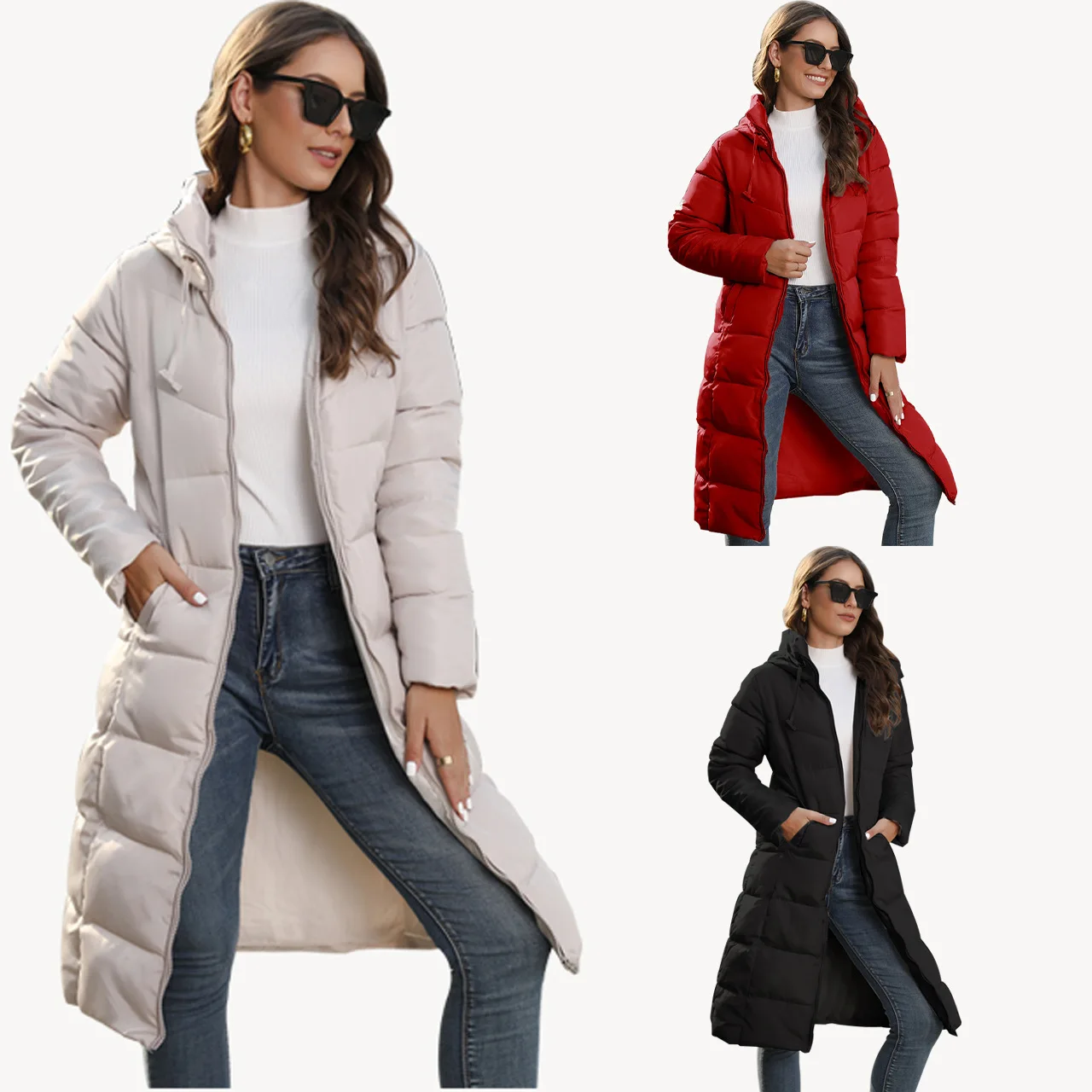'Shiny Zipper Pull' long down jacket Down jacket, Parka, Casual jackets main image 1