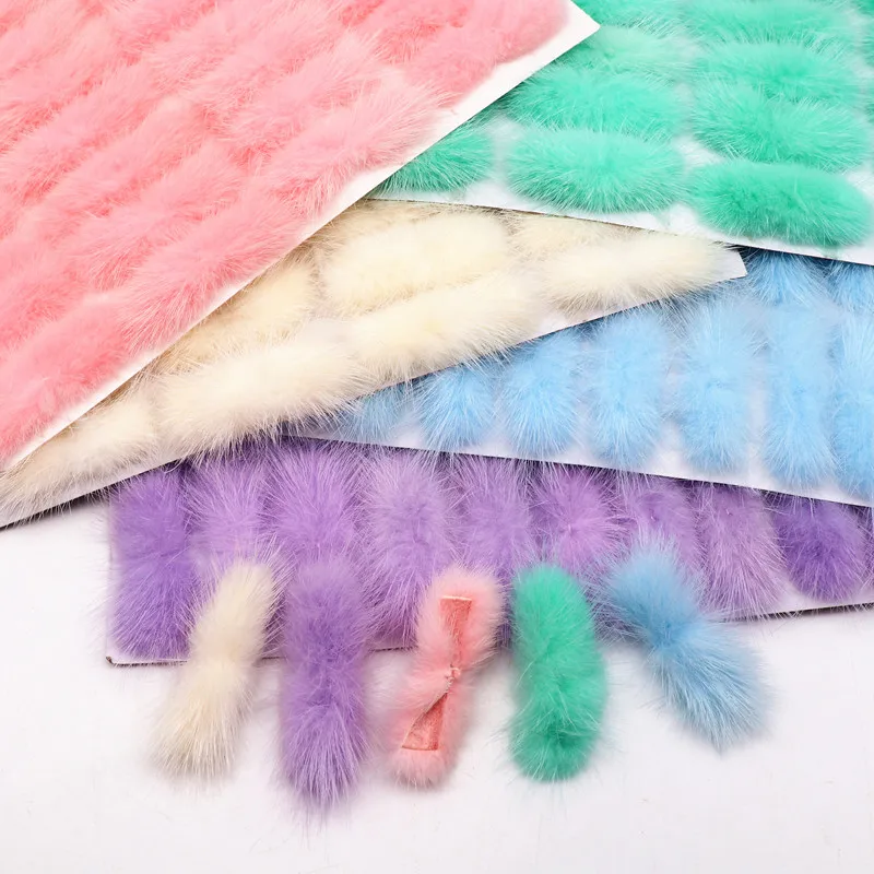 5pc/40pcs Fur Pompoms Bowknot 2-3cm*6-7cm Bow Tie Mink Pom Poms Soft Pompon DIY Hair Accessories Decor Clothing Hats Supplies