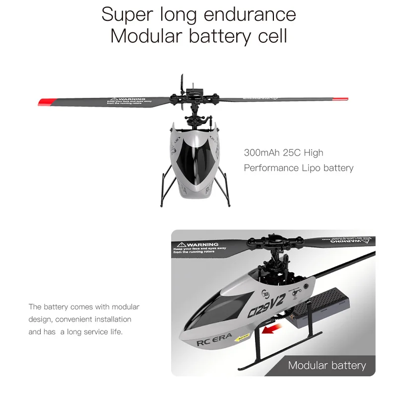 【値下げ】RC ERA C129V2 4チャンネルラジコンヘリコプター RC ERA C129V2 2.4G RC 4CH Stunt Helicopter Aircraft Model