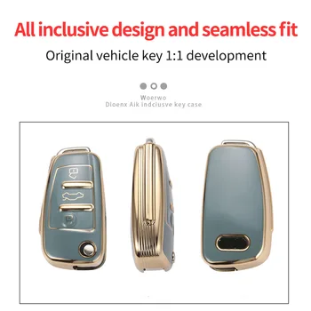 Cover chiate/telecomando TPU per Audi A3 A4 A5 A6L C6 8L 8P B6 B7 B8 C6 RS3 Q3 Q7 TT 8L 8V S3 anello portachiavi accessori Auto - Copertura della cassa chiave dell automobile di TPU per Audi A3 A4 A5 A6L C6