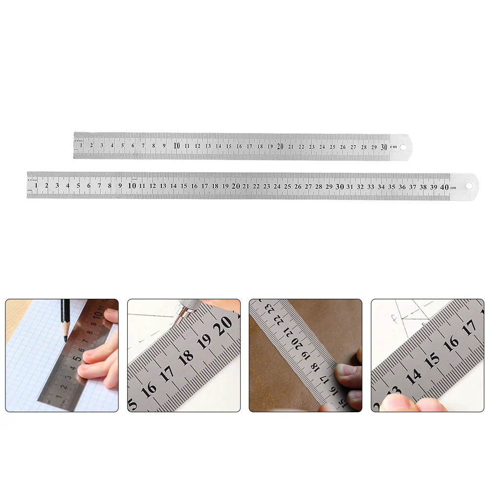 2 Pcs Ruler Precision Dual Side Straight Stainless Steel Machinist Measuring Office 15cm 6inch stainless steel ruler precision double side scale sewing ruler diy crafts straight measuring tools sewing accessories