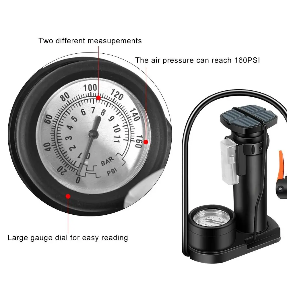 Mini Bike Pump Portable Bicycle Tyre Inflator Foot Pump Schrader Presta Valve