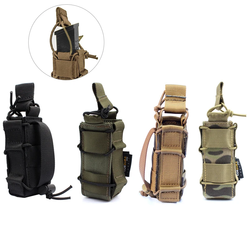 

Hunting Knife Holster Shooting Airsoft Tactical Magazine Pouch Pistol Single Mag Bag Molle Flashlight Pouch Torch Holder