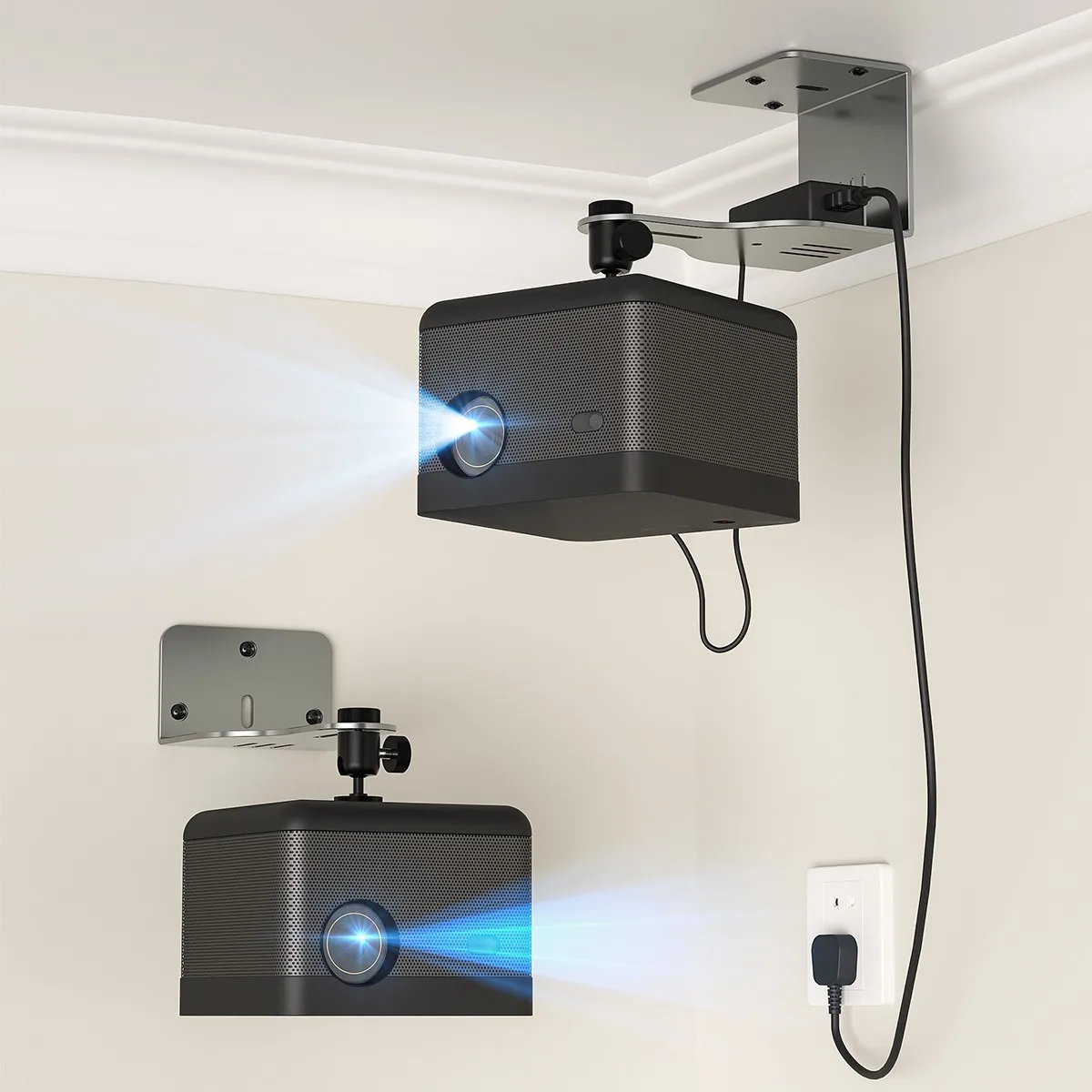 Staffa Proiettore Soffitto - Supporto Girevole In Alluminio, Per Proiettori E Telecamere, 135 Mm