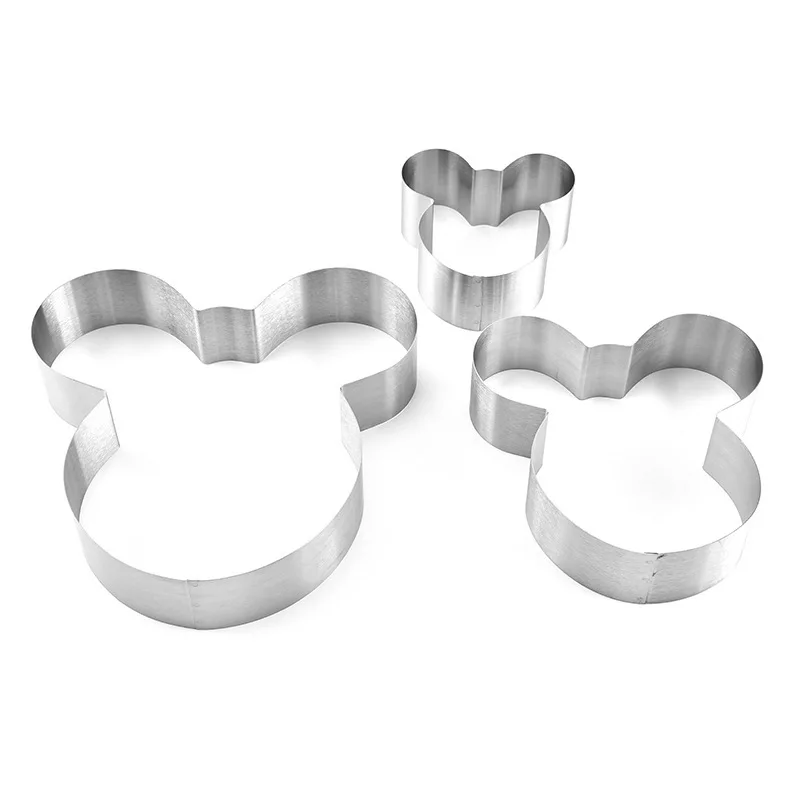 

3Pcs Mouse Cookie Cutter Stainless Steel Biscuit Baking Tools Cartoon Figure DIY Candy Chocolate Cake Mold Kitchen Decoration