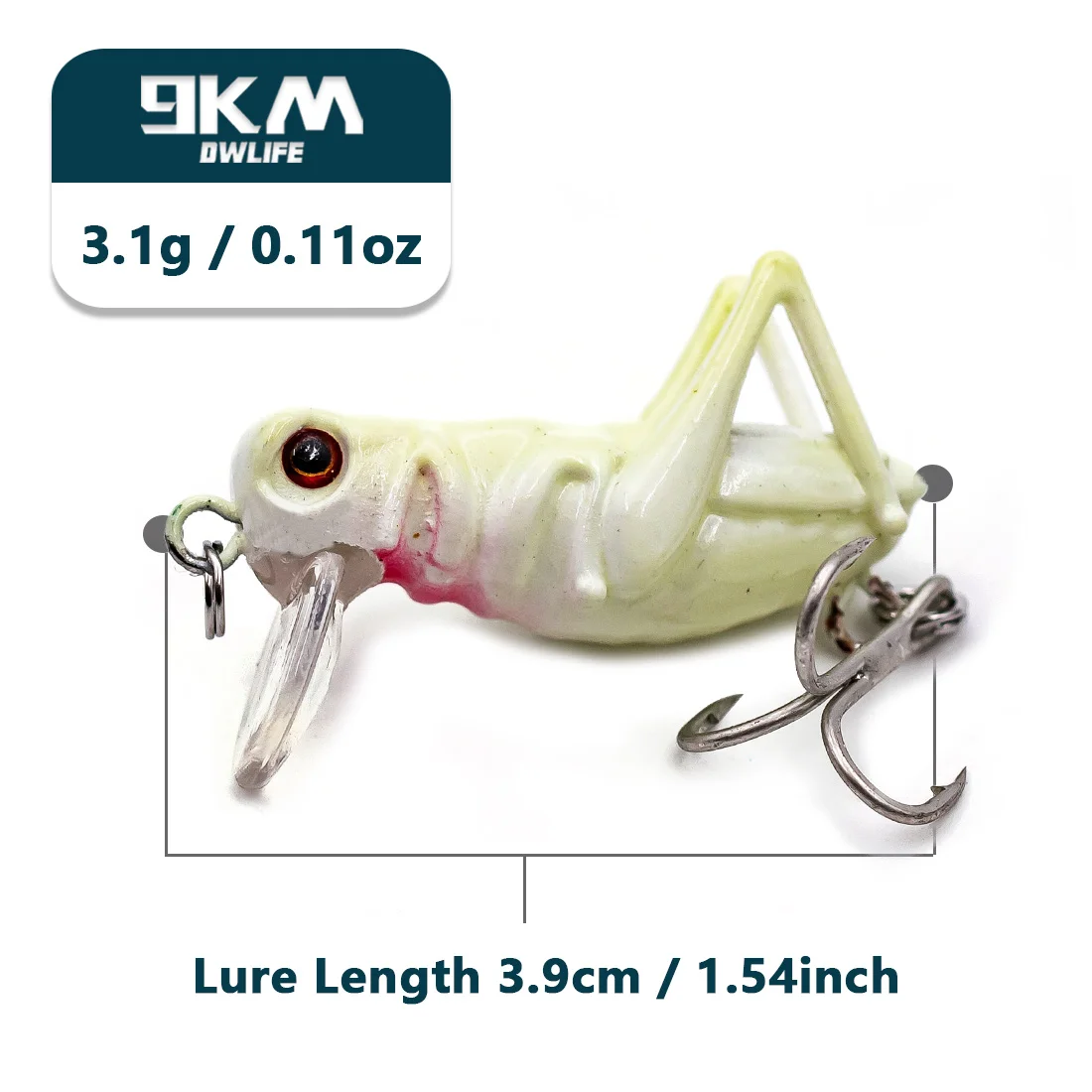 9KM Fishing Lures 3.1g Cricket Shape Lures Crankbait Bass Fishing