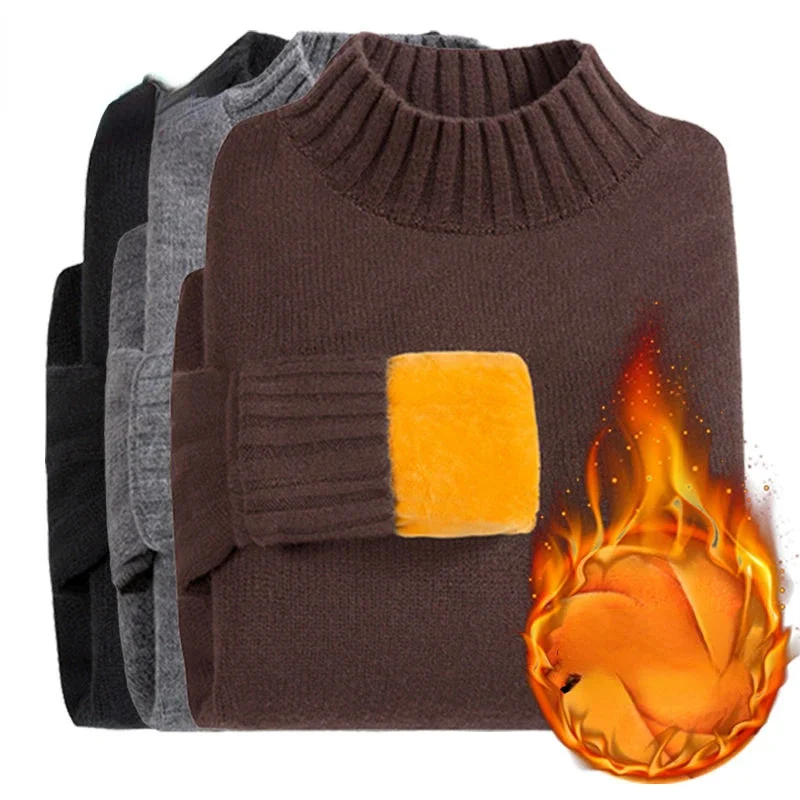 

2023 Autumn Winter Men's Korean Solid Color Knitted Tops Female Mock Neck Sweater Ladies Long Sleeve Warm Pullovers L154