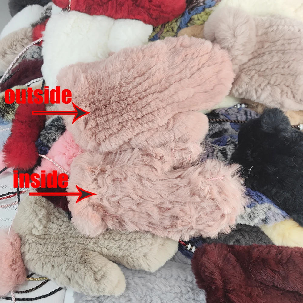 Rex Rabbit Fur Gloves Women Winter Mittens For Mink Fur Gloves