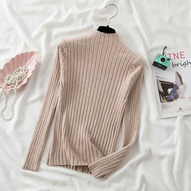 2025 Autumn Winter Pullovers Women Pullover Knitted Sweater Turtleneck Long Sleeve Slim Basic Solid Female Sweaters Tops - Image 3