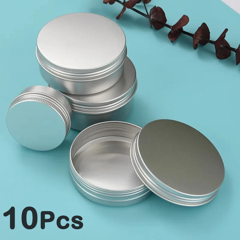 Aluminum Tin Jar Mini Portable Aluminum Container Box 10Pcs 50/100ML storage jar for Cream Balm Candle Cosmetic Multi-functional Storage