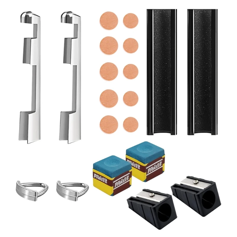 

B36F Pool Cue Repair Kits Including 2 Cue Clamps 10 Cue Tips 2 Pool Ball Shaper 2 Cue Tips Trimmers for Billiard Cue Repair