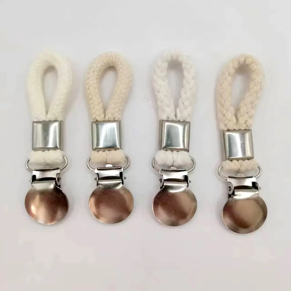 Towel Hanging Clips Creative Braided Towel Clip Multipurpose Cotton Loop Metal Hook Clamps