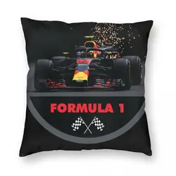 F1 Car Racing Square Pillowcase Cotton Pattern Zip Decorative Throw Pillow Case Sofa Cushion Cover 18x18 Inch