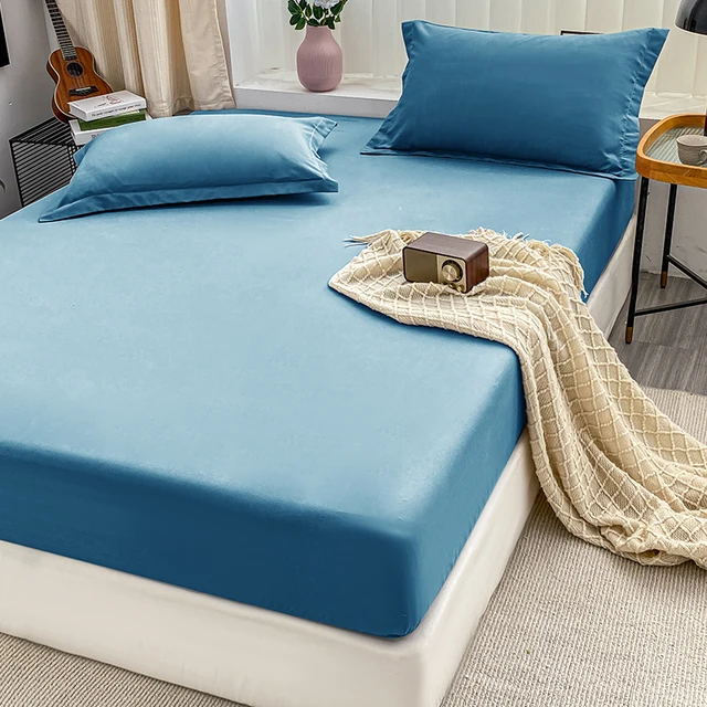 Bonnet de lit de couleur unie, housse de protection antidérapante, drap couvert de poussière, 1 pièce 4