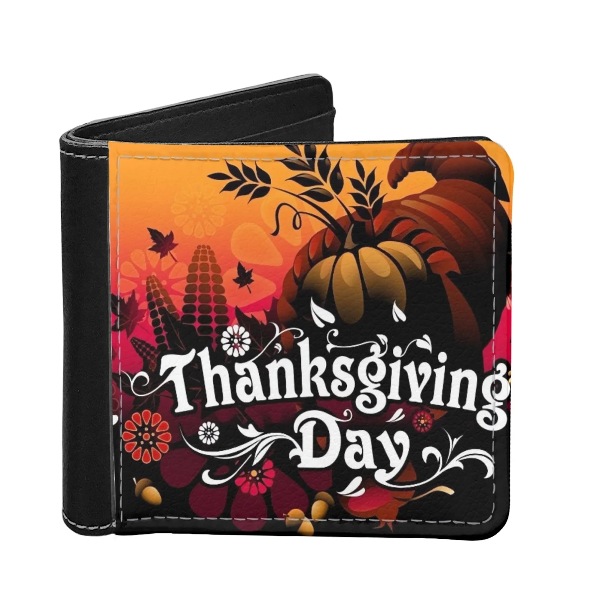 

Funny Cartoon Turkey Pumpkin Corn Flower Leaf Printed Small Purse Portable Women Money Bag Male Durable Wallet Thanksgiving Gift