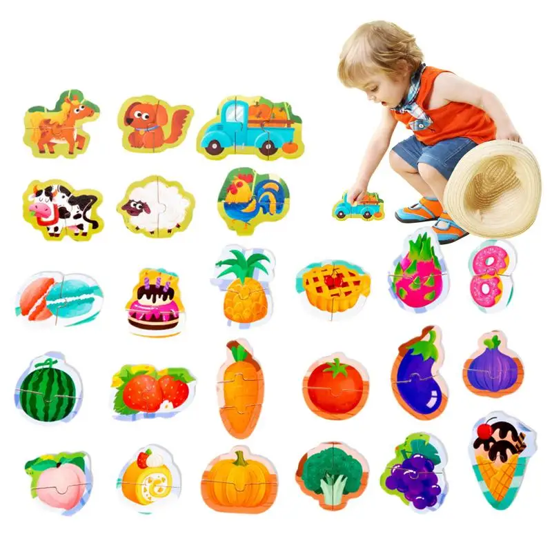 

Toddler Wood Puzzle Cartoon Shape Matching Wooden Puzzles Preschoolers Matching Toys For Rewards Gift Early Education Playground